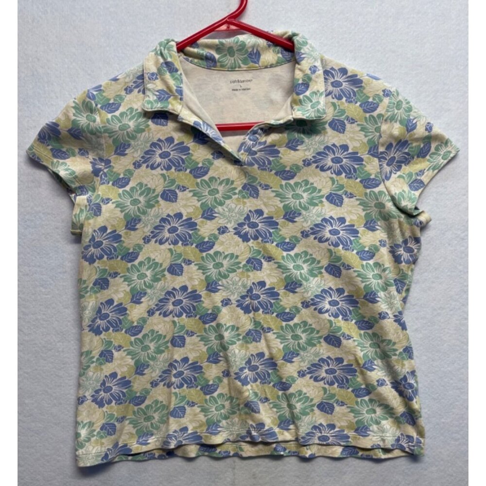 Croft & Barrow Sleeveless Floral Print Top Blouse Polo Style Women's Large - Picture 1 of 9